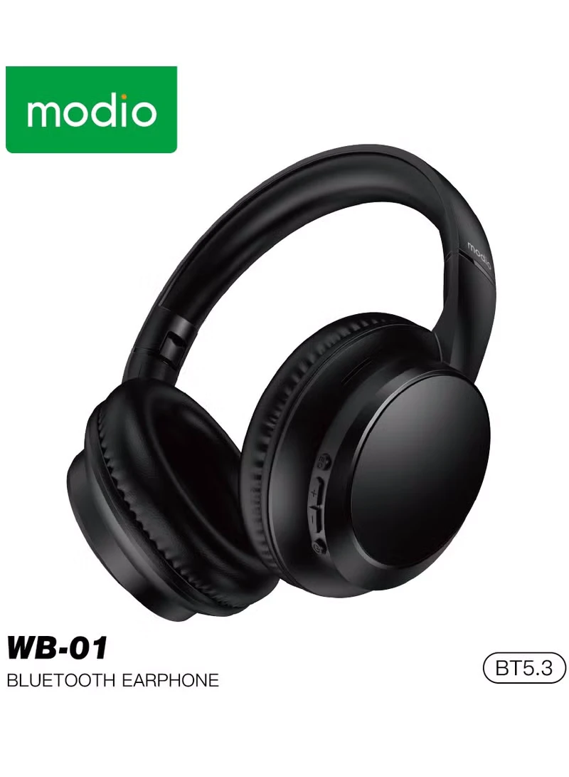 Casque Modio WB-01 Sans Fil Noir – Son HD, Longue Autonomie, Commandes Multifonctions, Casque Bluetooth Confortable