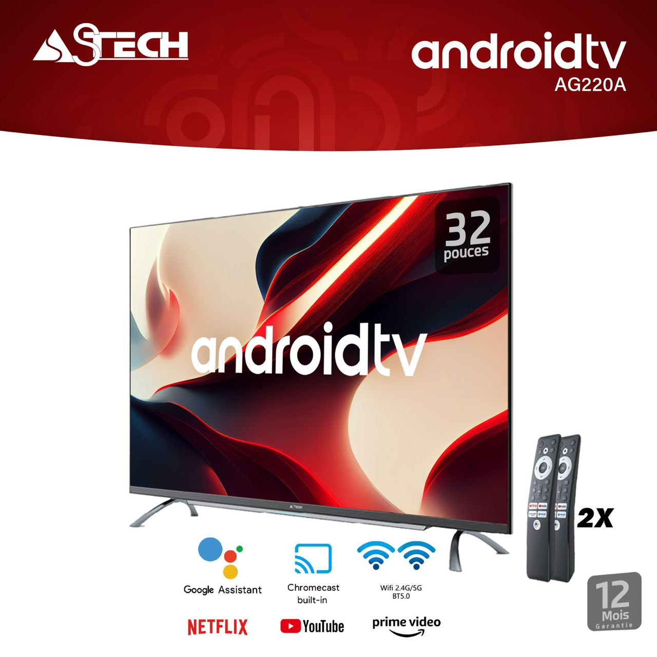 Téléviseur Astech 32 pouces Smart TV 32OP16
